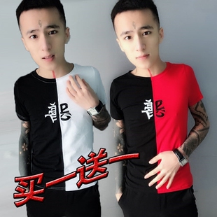 Mùa hè ngắn tay T-Shirt nam vòng cổ lỏng cộng với phân bón XL rắn màu từ bi của nam giới chất béo nửa tay áo đáy áo mùa hè