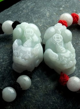 A货翡翠男女款貔貅编制手链