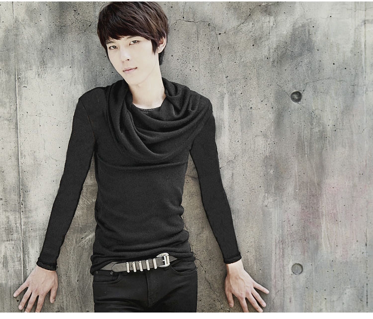 非主流另类大翻领夜店长袖t恤