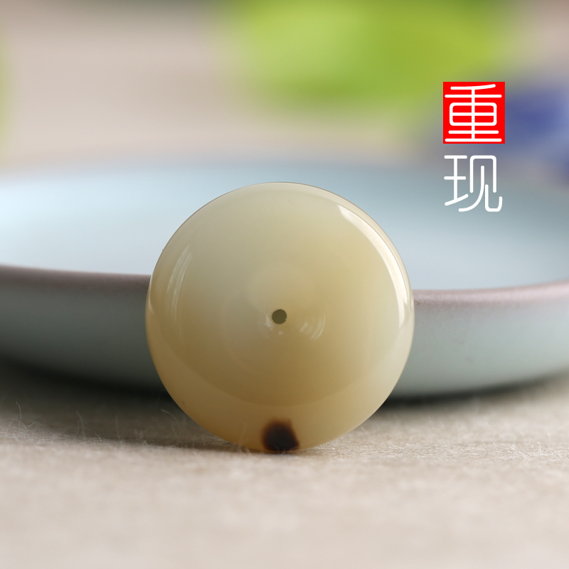 玉润一品和田玉糖白玉平安扣吊坠 男女款 俄料罗汉眼挂件 顺丰
