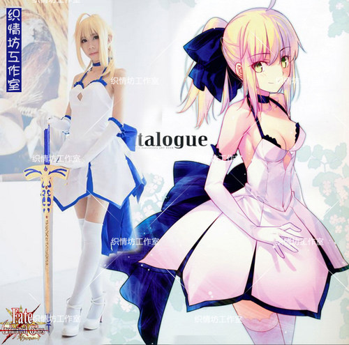 Fate/ZERO 型月10周年Cosplay Saber Lily 塞巴莉莉 蓝百合礼服