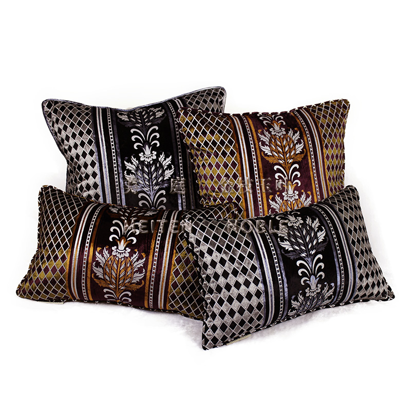 黑色绒面烫银菱形靠背抱枕套低价