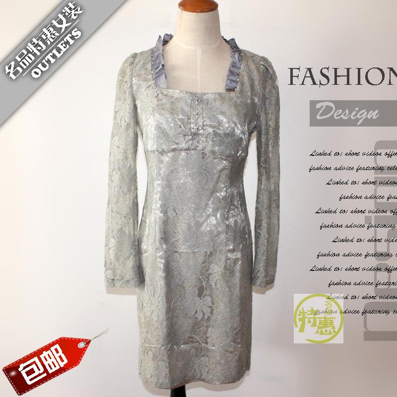 两件包邮梦至超夏装专柜正品品牌折扣蕾丝连衣裙旗袍女装长袖方领