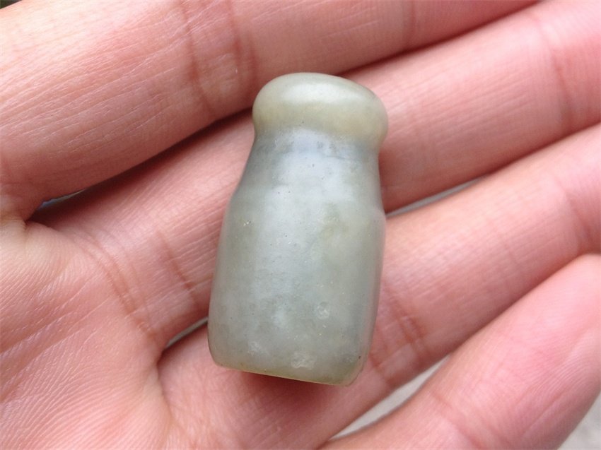 明清和田青白玉罗汉烟嘴，大开门温润老道老和田玉老烟具保真保老