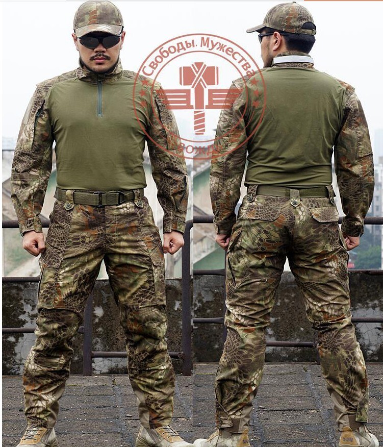 响尾蛇专业作战套服 酋长纯棉蟒纹迷彩服 特种兵训练战术套装