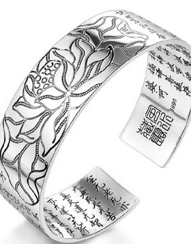 镀银佛语经文手环特价