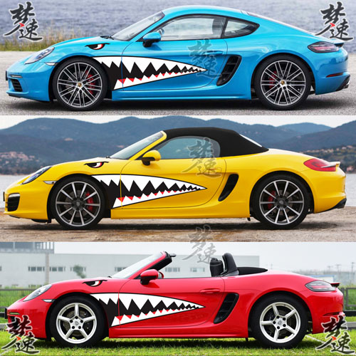 新款718鲨鱼嘴车贴拉花 跑车个性汽车贴纸 Cayman车身贴画装饰5Z