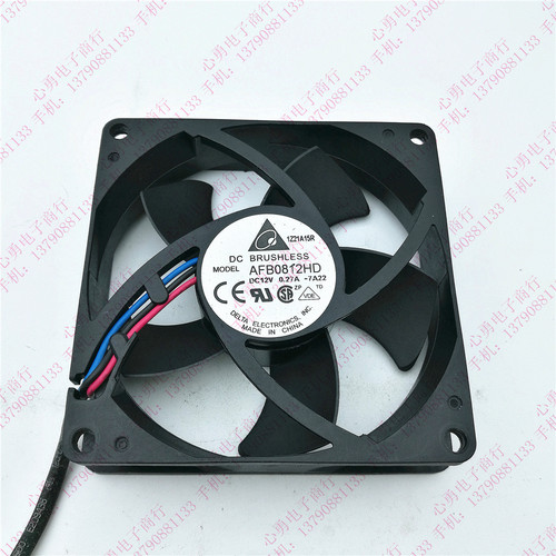原装Delta/台达 AFB0812HD 12V 0.27A 8020 3线双滚珠散热风扇8CM