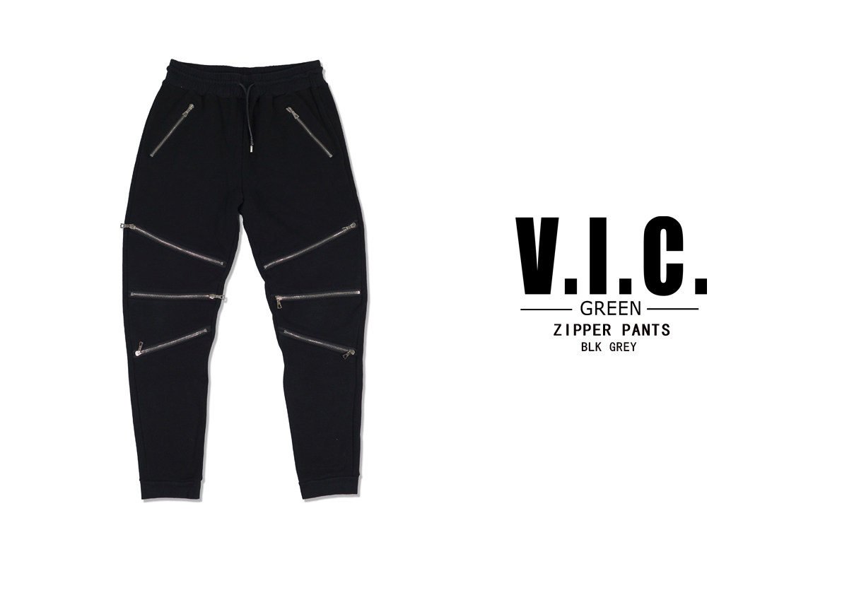 VICYU ZIPPER PANT 膝盖拉链修身棉裤 非FEAR OF GOD YEEZY