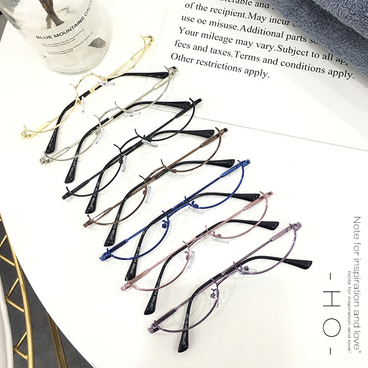 无镜片眼镜框架女二次元cos日系原宿ins下半框眼镜学妹拍照金属框