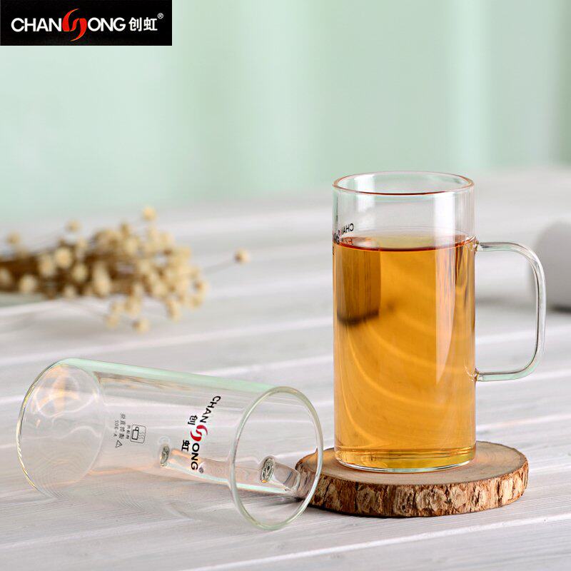 玻璃杯水杯办公杯无色透明家用带把手大容量手杯便携耐热喝水杯子