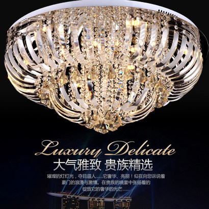 客厅水晶灯圆形1.5米1.8水晶灯吸顶 led圆1.2米直径1.5米水晶灯具