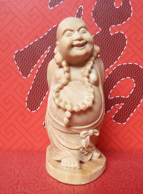 微型木雕小摆件弥勒佛工艺品