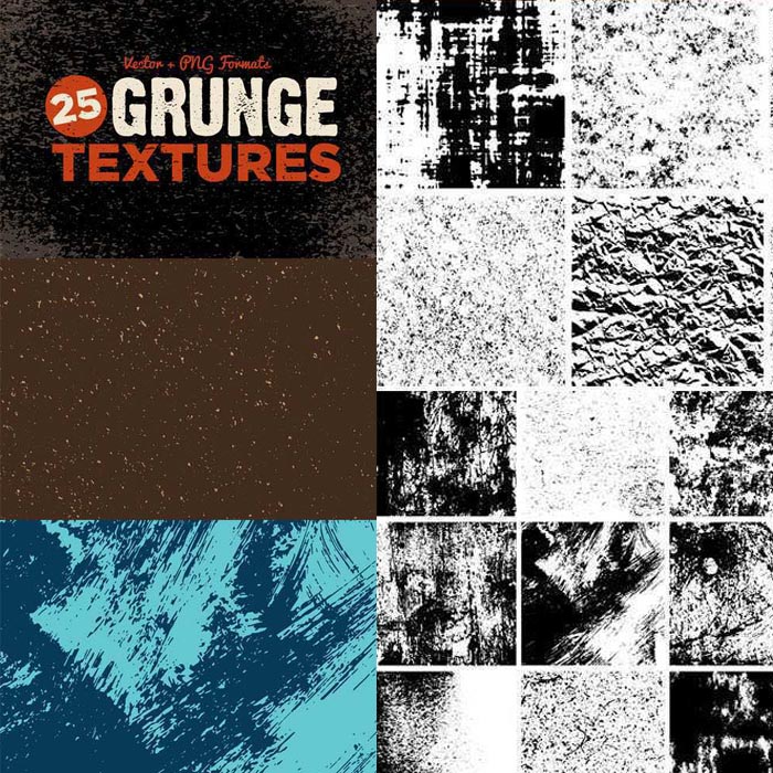 A2927矢量25张Grunge风格纹理含PNG AI设计素材