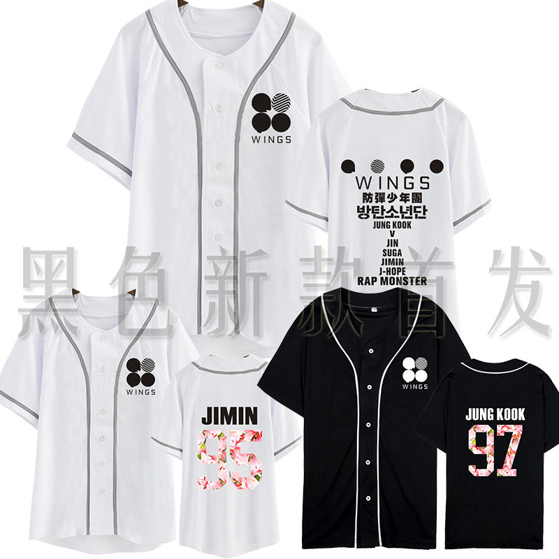 BTS防彈少年團正規二輯WINGS周邊應援打歌棒球服短袖襯衫學生男女在類目 女裝/女士精品, 襯衫中 - 來自Buy2taobao.com提供專業的淘寶代購服務
