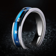 Rotatable! Korean fashion titanium steel rings men''s index finger ring personalized Roman numeral flashes lettering and ornaments