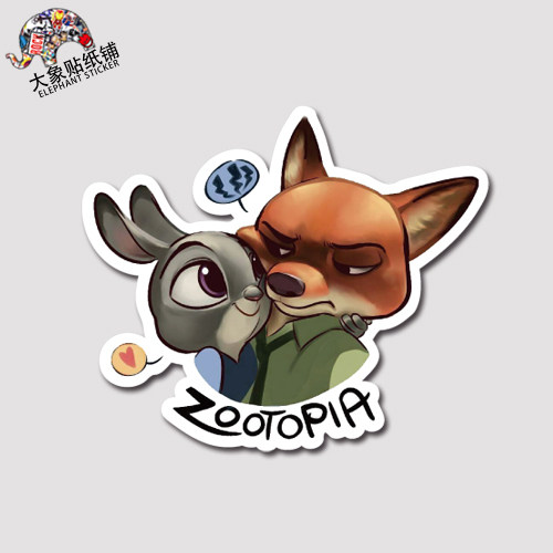 疯狂7 动物兔子狐狸树懒贴纸可爱贴纸行李箱贴纸 防水3m材质贴纸