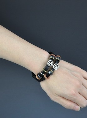 多层百搭韩版时尚风复古真皮手链