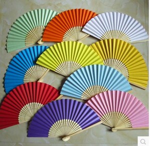 空白折扇 儿童绘画素面彩色纸扇子 幼儿园DIY手工制作材料
