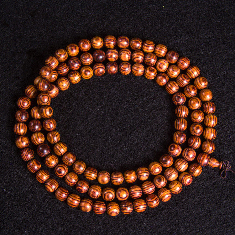 精品鬼脸超海越南大叶黄花梨木料手串108颗8mm佛珠手链男士女包邮