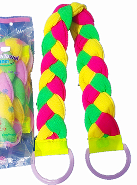 洗浴精品 多彩色长条款搓澡巾搓背刷拉背巾 麻花款 昆区免邮自提