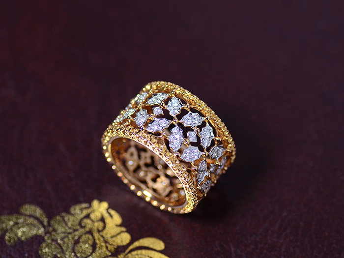 aesthetic【臻选】意大利古典风 手工蕾丝k金天然钻石戒指