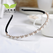 Korean version of the fine Diamond Pearl headband hairband Korea headdress made by simple sweet rhinestone hairpin hair accessories hair band