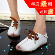 New wave Korean 2015 summer high shoes women flat tendon strap students brush off round head leisure shoes