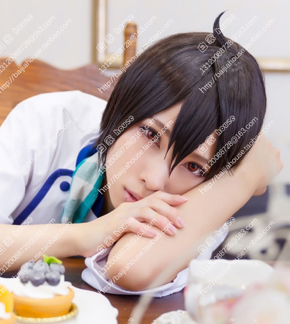 cosplay假发 偶像梦幻祭 朔间零 孙璟高中版 黑色 造型款短发假发