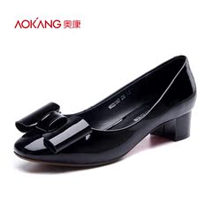 Aokang shoes spring 2016 new sweet bow commuter chunky heels women's shoes