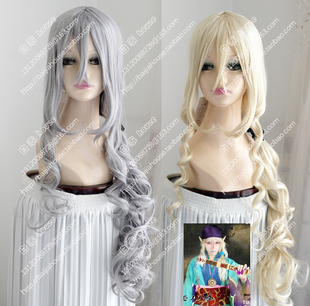 COS怪化猫 卖药郎 假发 淡金色灰色卷发 造型款 动漫装备 送丝带