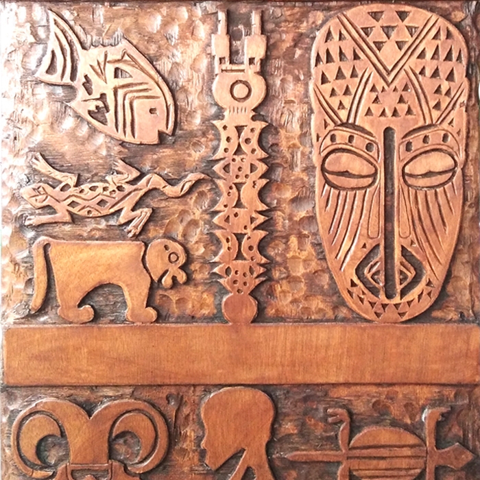 三联非洲木雕装饰画定制客厅背景墙手工实木雕刻立体抽象浮雕壁画
