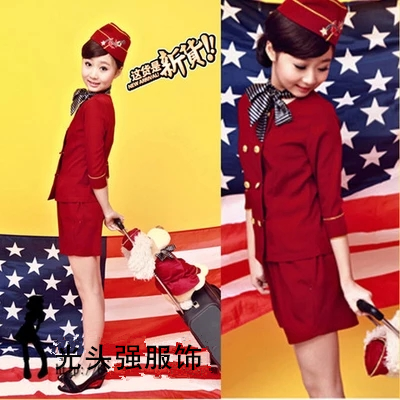 儿童空军空姐空少服装飞行员制服男童少儿机长舞台表演演出摄影服