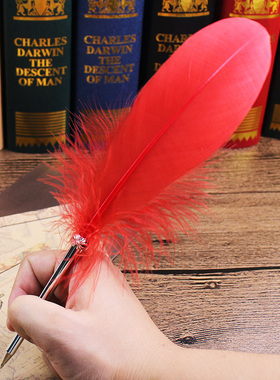 菲比羽墨羽毛笔 创意文具 精致签字笔毛绒圆珠笔 19色选