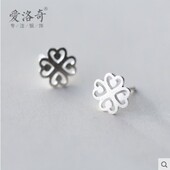 925银耳钉女韩版 小清新拉丝镂空花朵耳钉甜美花纹耳饰品女