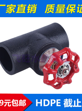 20 25 32 40 50 63 75PE升降式阀门PE黑色热熔烫接自来水管管件