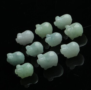 正品一手货翡翠A货散件 缅甸玉器立体十二生肖生肖猪编织玉石配件