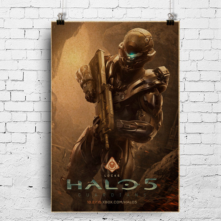 halo游戏海报光环人物角色图locke士官长 牛皮纸复古效果40*60cm
