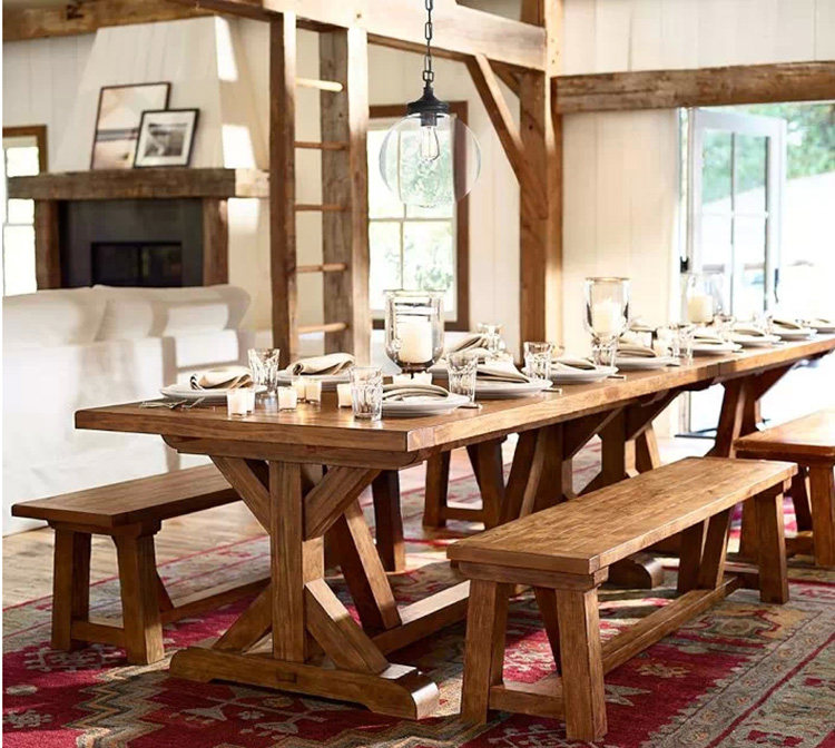American style rural dining table and chair combination suit solid wood rectangle dining table Log multi-function furniture Wooden bench Dining chairin the Residential furniture , Tables , Dining table  category - from Buy2taobao.com to provide professional Taobao agent buy service