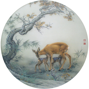 苏绣DIY套件梅花鹿大树竹子动物手工刺绣套件绣花图非十字绣