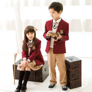 幼儿园园服春秋表演韩版礼服定制小学生校服英伦演出儿童西装套装
