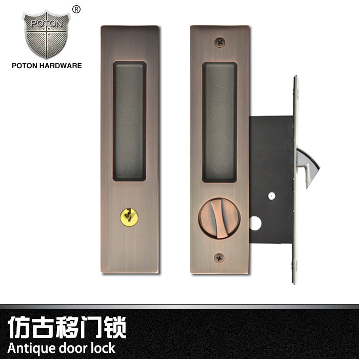 欧式简约黑色仿古推拉移门趟门锁阳台厨房吊门木门青古红古钩锁