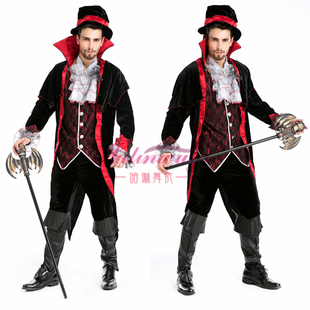 万圣节角色派对男装德古拉吸血鬼服装角色扮演吸血恶魔男装制服装