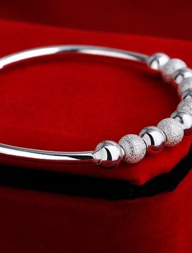 足银磨砂开口复古手镯