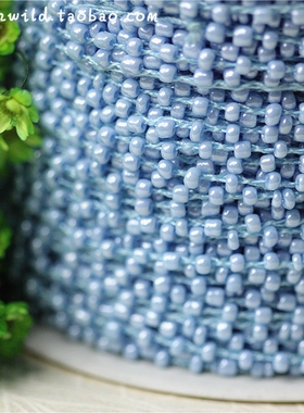 管珠连线细绳水晶亚克力玻璃米珠子花边diy手工编织辅料配件蓝色