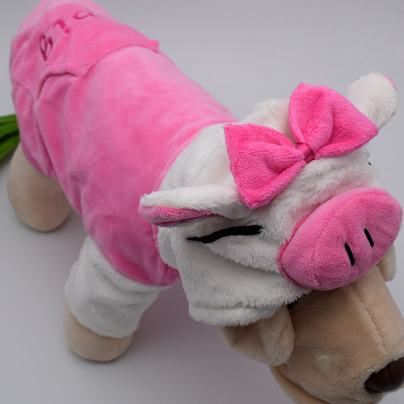 可爱粉色猪pig猫衣服宠物春秋变身装吉娃娃 泰迪狗背心连帽