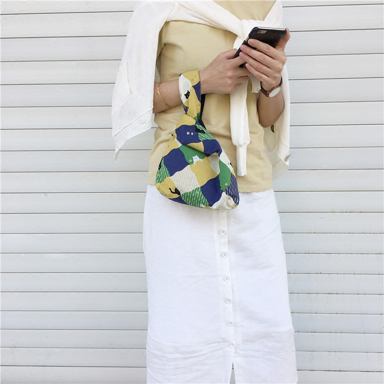 小号包邮 手工自制日式和风布艺套结手腕袋便携便当手提袋挽手包