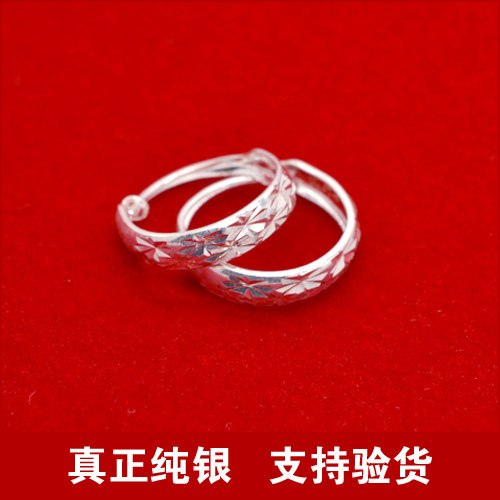 正品999纯银耳圈女款送婆婆手工