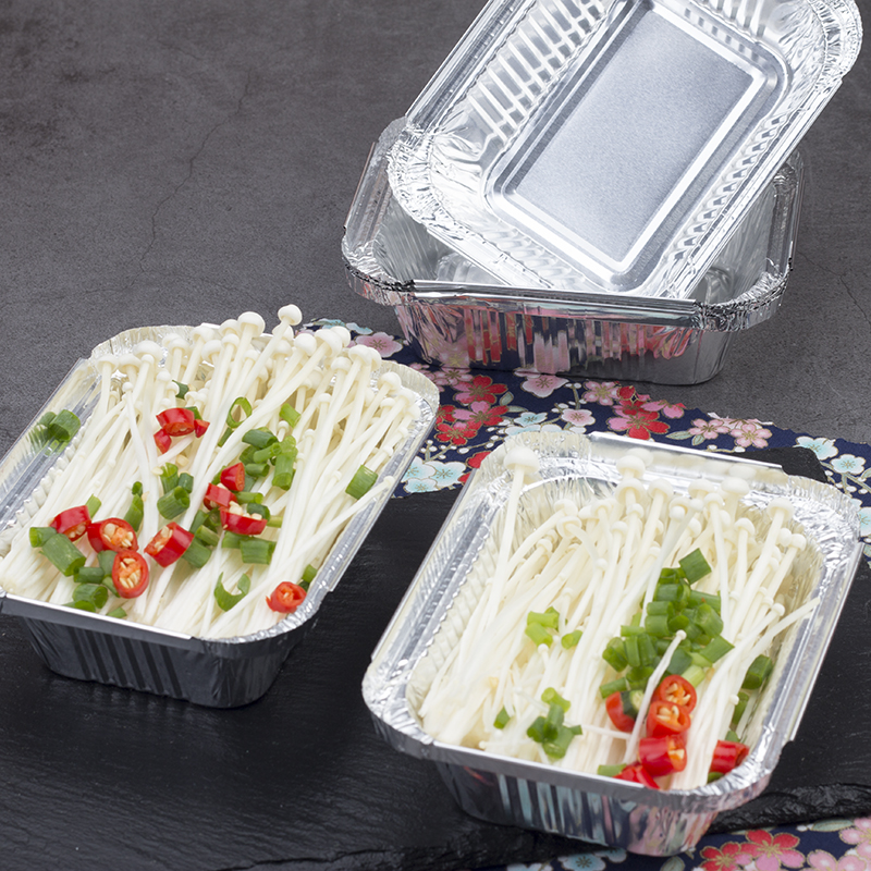 一次性铝箔烤脑花碗 金针菇锡纸盒 长方形锡纸碗布丁奶酪蒸水蛋