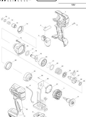 牧田Makita18V充电式冲击起子机DTD129原装零配件